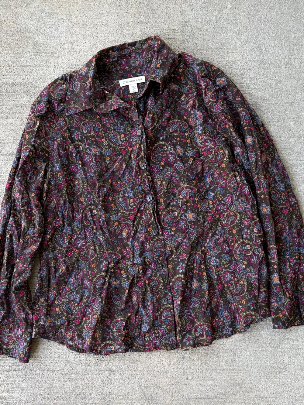 Vintage 90s Coldwater Creek paisley floral boho button down long sleeve top